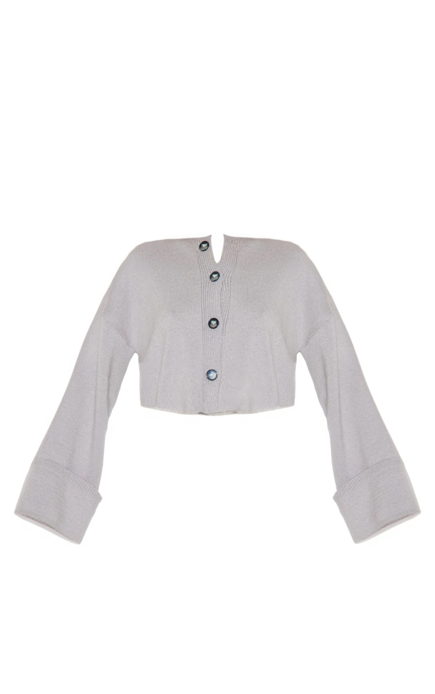 Grey Turn Up Sleeve Knit Cardigan 5 Grey Turn Up Sleeve Knit Cardigan - Image 5