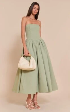 Prettylittlething Sage Woven Bandeau Ruched Skater Midaxi Dress -Pretty Little Thing Shop 318a2b9de3f3c6e376bed4b4525c183c41e06e85 CNN4900 3 sage woven bandeau ruched skater midaxi dress