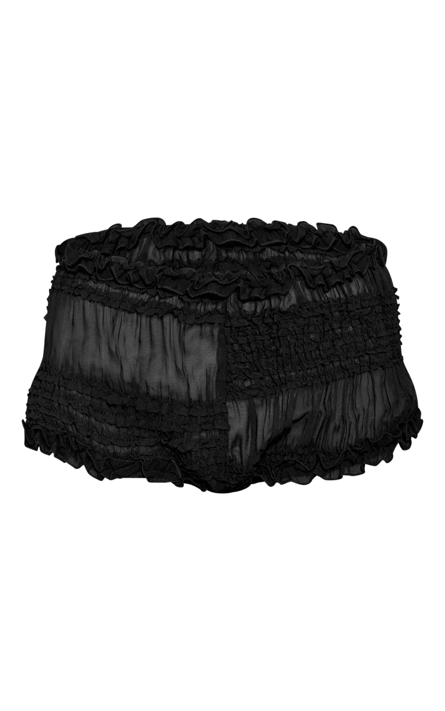Prettylittlething Black Textured Woven Frill Hot Pants 6 Prettylittlething Black Textured Woven Frill Hot Pants - Image 6