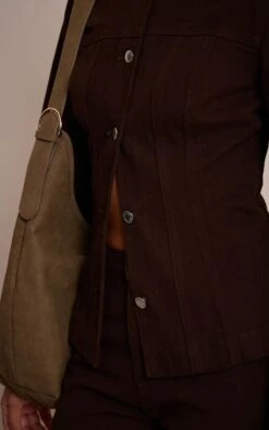 Prettylittlething Dark Chocolate Cinched Long Sleeve Denim Jacket -Pretty Little Thing Shop 322c0382b78fed1b3d3ce29ab8ab78f278959b95 CNN6889 4 dark chocolate cinched long sleeve denim jacket