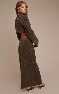 Khaki Suede Maxi Skirt -Pretty Little Thing Shop 32c412f438fcf3322171382d0a90176fd28ecf73 CNO0655 3 khaki suede maxi skirt