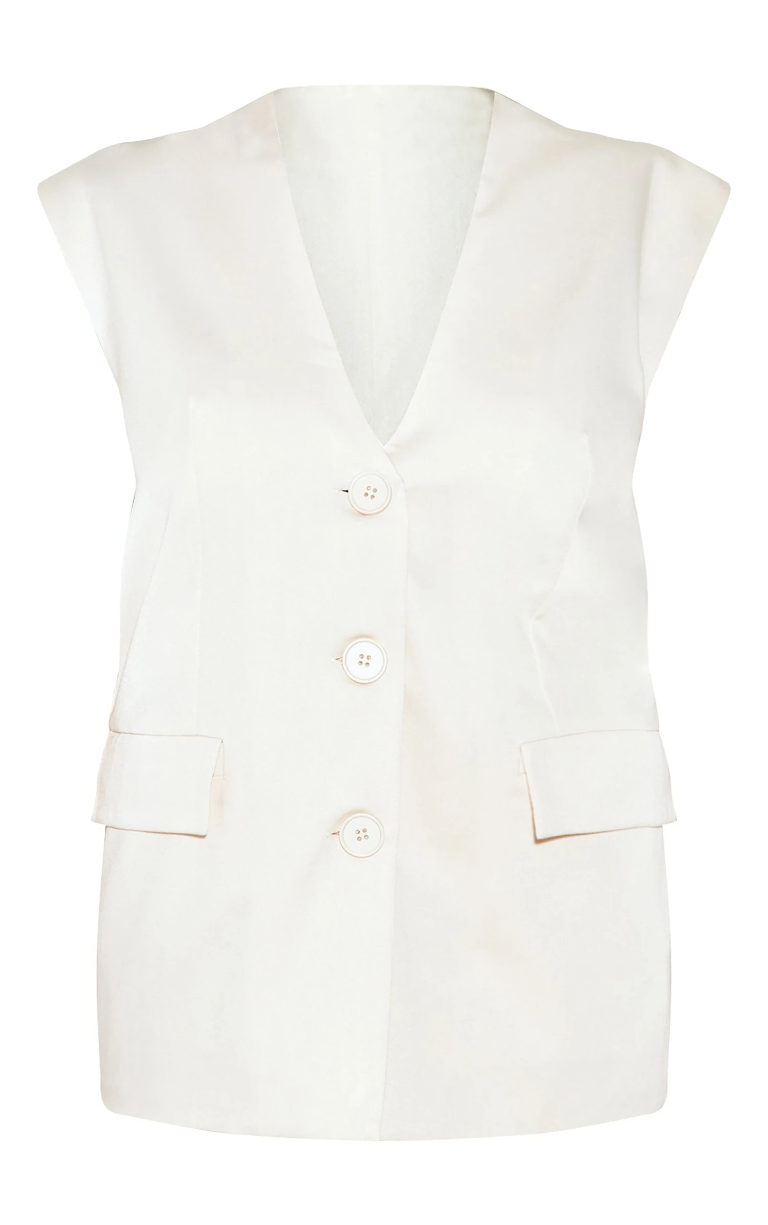 Prettylittlething Cream Oversized Tailored Woven Vest 5 Prettylittlething Cream Oversized Tailored Woven Vest - Image 5