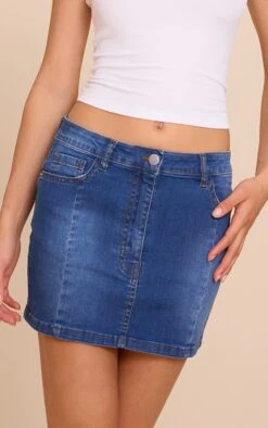 Prettylittlething Mid Blue Wash Stretch Denim Mini Skirt -Pretty Little Thing Shop 32cb3f493c932d6de521d3606497a8f617f83474 CNM0864 5 mid blue wash stretch denim mini skirt