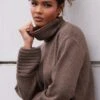 Prettylittlething Chocolate Textured Knit Roll Neck Oversized Sweater -Pretty Little Thing Shop 33672ecac570c377271529593a52f32450a3f475 cnj6002 1