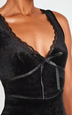 Prettylittlething Black Velvet Ribbon Trim Romper -Pretty Little Thing Shop 339fb6934878b7c199c0b445527372acc451a0f3 cnk8164 4