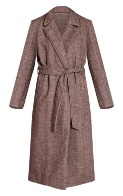 Prettylittlething Brown Herringbone Tie Waist Maxi Coat -Pretty Little Thing Shop 33b42960c46b23fe7396a47d46a8bde0cd15a99e CNN8427 5 brown herringbone tie waist maxi coat