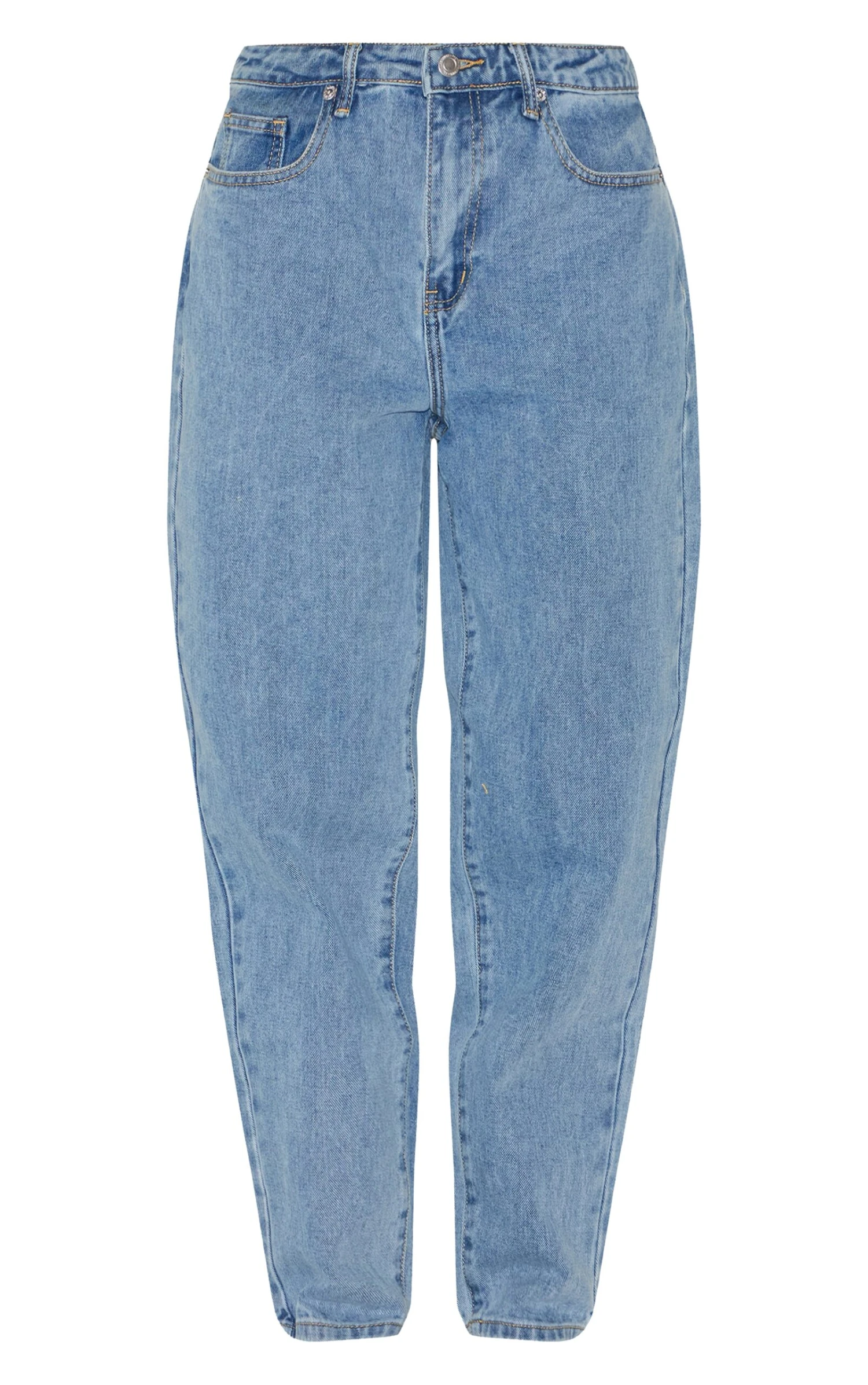 PRETTYLITTLETHING Mid Blue Wash High Waist Mom Jeans - Image 5
