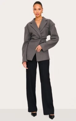 Prettylittlething Charcoal Wool Look Cinched Blazer -Pretty Little Thing Shop 34efdf1db99df03f6482f2256d37b0032989710e CNL5012 3 charcoal wool look cinched blazer