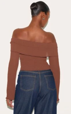 Prettylittlething Chocolate Plisse Chiffon Bardot Blouse -Pretty Little Thing Shop 35148b6bfc4c4db61ec0f6c2c1d1cacf8a0f334c CNL7540 2 chocolate plisse chiffon bardot blouse