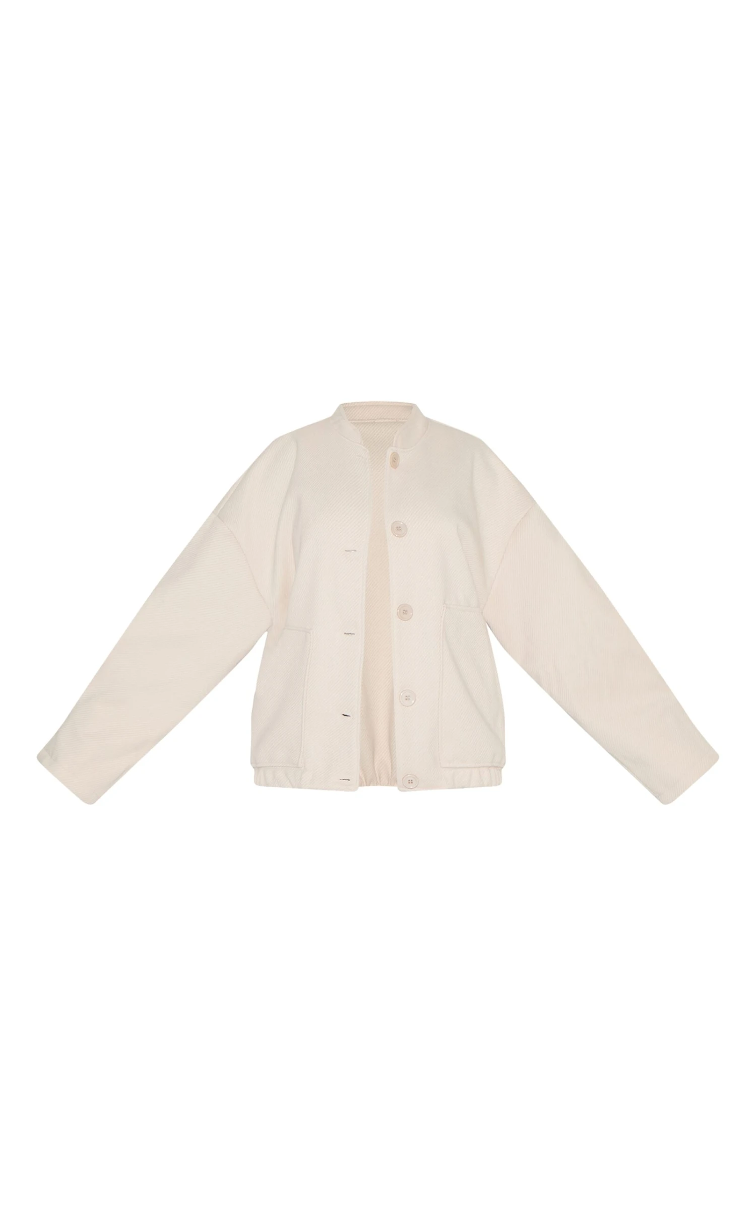 Prettylittlething Beige Herringbone Oversized Bomber Jacket 5 Prettylittlething Beige Herringbone Oversized Bomber Jacket - Image 5