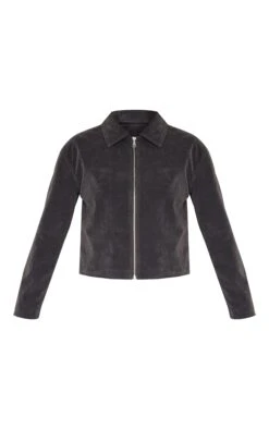 Prettylittlething Charcoal Zip Up Faux Suede Jacket -Pretty Little Thing Shop 358858712e43c1f0ccd1a77e71b7e8fd51f1e572 cnl5183 5