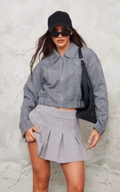 Prettylittlething Grey Marl Soft Knit Pleated Mini Skirt -Pretty Little Thing Shop 359024f3714cab0810a6b969751cea76186cee24 cnj6106 4