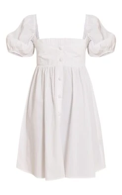 Prettylittlething White Cotton Button Down Smock Dress -Pretty Little Thing Shop 35a1f1302b0401ac388b65439a6f099e1e338050 CNH8071 5 white cotton button down smock dress