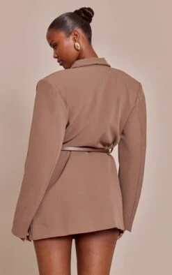 Chocolate Woven Belt Blazer Dress -Pretty Little Thing Shop 35cfb68b14f418c5c4f167d84998bd31771111b8 CNO0422 2 chocolate woven belt blazer dress