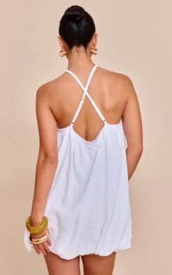 Prettylittlething White Textured Halterneck Linen Look Puffball Dress -Pretty Little Thing Shop 35decd4a7c56bd0e392c51356e5130734558596e CNN0102 2 white textured halterneck linen look puffball dress