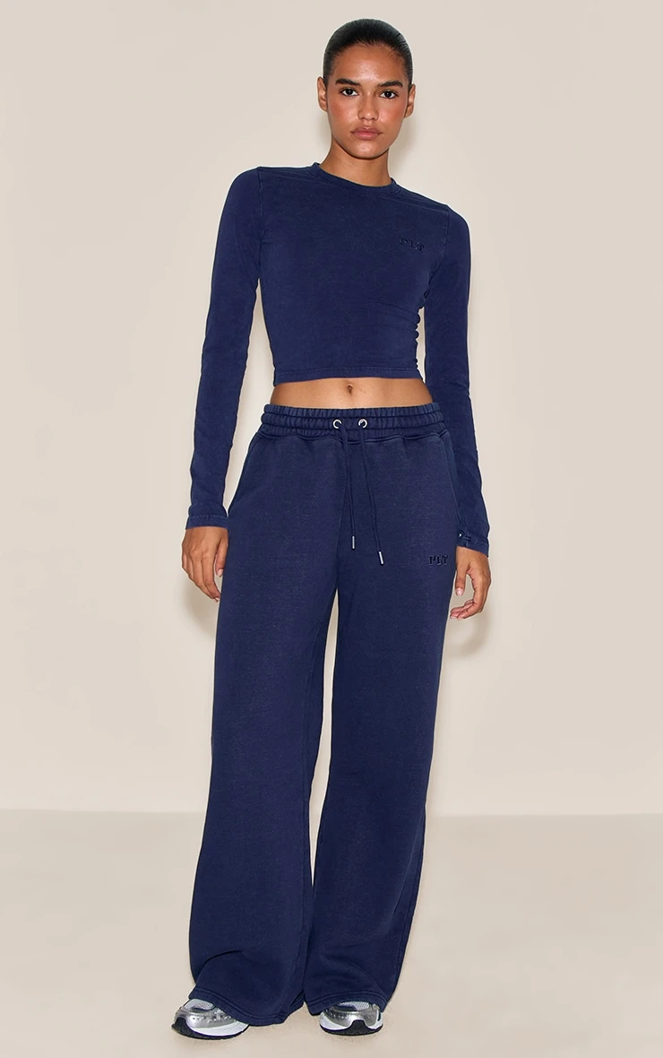 Navy Washed Oversized Wide Leg Sweatpants 1 Navy Washed Oversized Wide Leg Sweatpants
