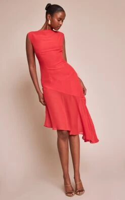 Prettylittlething Red Chiffon Boat Neck Asymmetric Midi Dress -Pretty Little Thing Shop 35f1116bc505e284fbef5a3096cc9534e062c084 CNO3195 3 red chiffon boat neck asymmetric midi dress