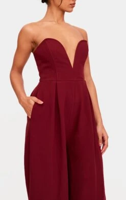Prettylittlething PLT Label Burgundy Plunge Wide Leg Jumpsuit -Pretty Little Thing Shop 35fe7ae744bdcdf0d3a2c0056859b5409c69f115 cnl0396 4