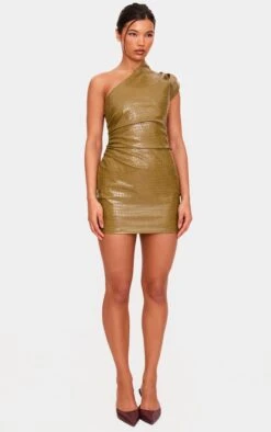 Prettylittlething PLT Label Olive Croc Faux Leather Asymmetric Bodycon Dress -Pretty Little Thing Shop 36517bad426c25d68e97c14a99e0847ae8017c8c cnl5682 3