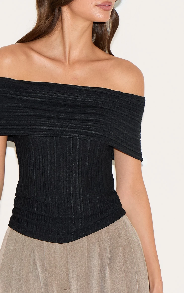 Prettylittlething Black Rib Style Fold Over Top 4 Prettylittlething Black Rib Style Fold Over Top - Image 4