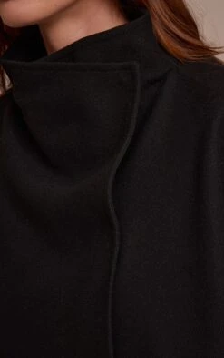 Prettylittlething Black Wool Look Funnel Neck Wrap Coat -Pretty Little Thing Shop 37310445763ed3403bec80fb8b2fbcc26949113e CNN8533 4 black wool look funnel neck wrap coat