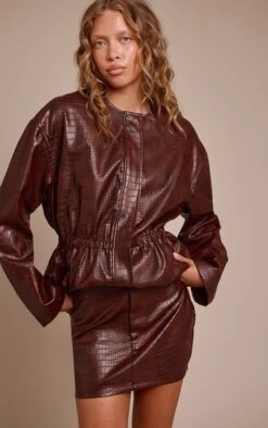 Brown Croc Faux Leather Mini Skirt 9 Brown Croc Faux Leather Mini Skirt -Pretty Little Thing Shop 37747186f5adf9f13378821bc82920b4249bf1d4 CNO0694 4 brown croc faux leather mini skirt