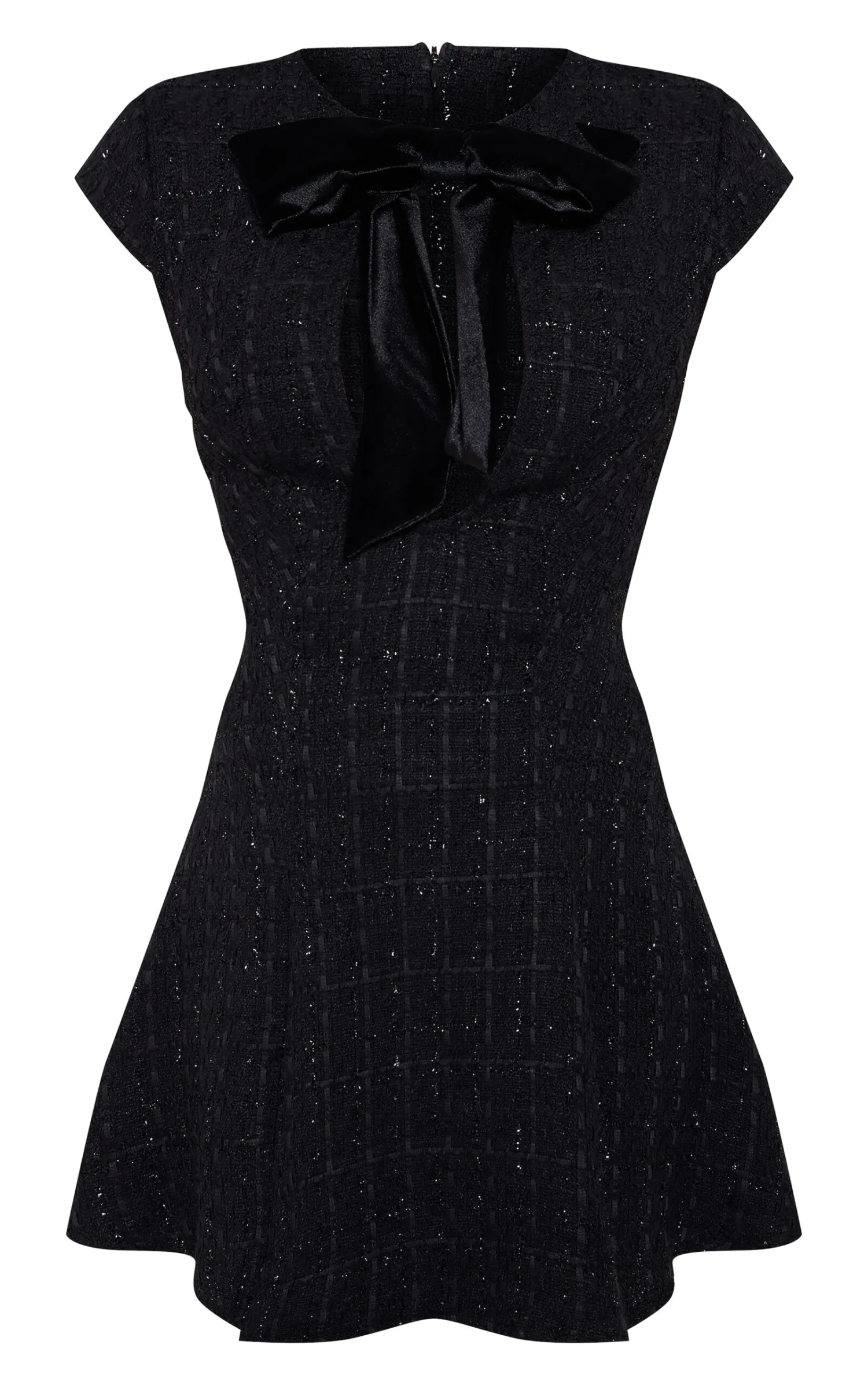 Prettylittlething Black Tinsel Boucle Bow Detail Pleated A-line Dress 5 Prettylittlething Black Tinsel Boucle Bow Detail Pleated A-line Dress - Image 5