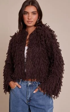 Chocolate Loop Knit Oversized Cardigan