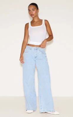 Prettylittlething Light Blue Mid Waisted Denim Jeans