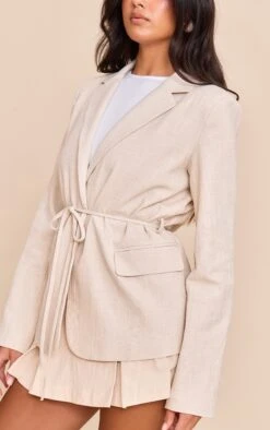 Prettylittlething Stone Tie Waist Linen Look Blazer -Pretty Little Thing Shop 38a7d95d4b838a6313fc6cd4ec34e150d0d60b8c CNN2510 4 stone tie waist linen look blazer