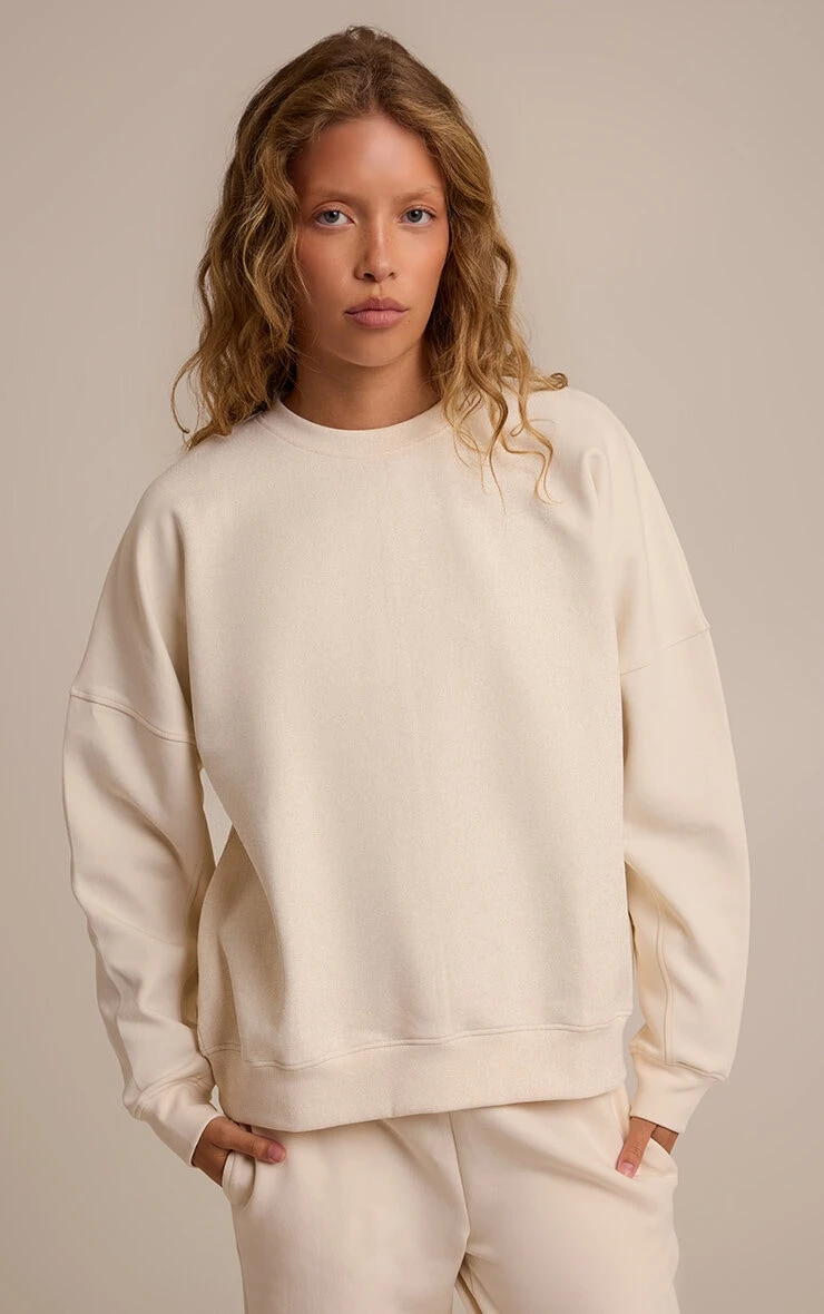 Prettylittlething Cream 350 GSM Interlock Wide Leg Sweatpants 4 Prettylittlething Cream 350 GSM Interlock Wide Leg Sweatpants - Image 4