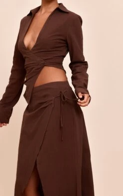 Prettylittlething Dark Brown Linen Look Split Tie Midi Skirt 8 Prettylittlething Dark Brown Linen Look Split Tie Midi Skirt -Pretty Little Thing Shop 38cf4de820fcfcbf62fa8e83701755639eb3739e CNN7650 4 dark brown linen look split tie midi skirt