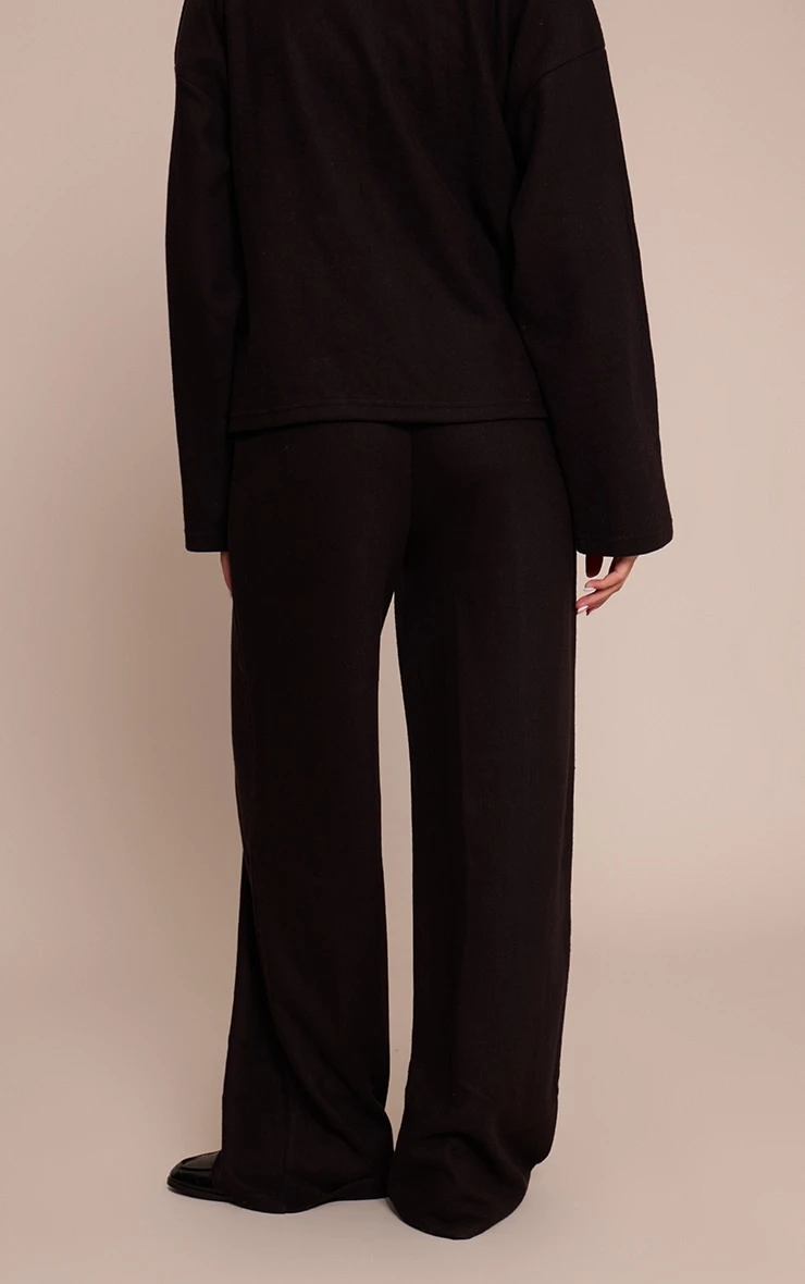 Black Soft Cotton Pintuck Wide Leg Sweatpants 3 Black Soft Cotton Pintuck Wide Leg Sweatpants - Image 3