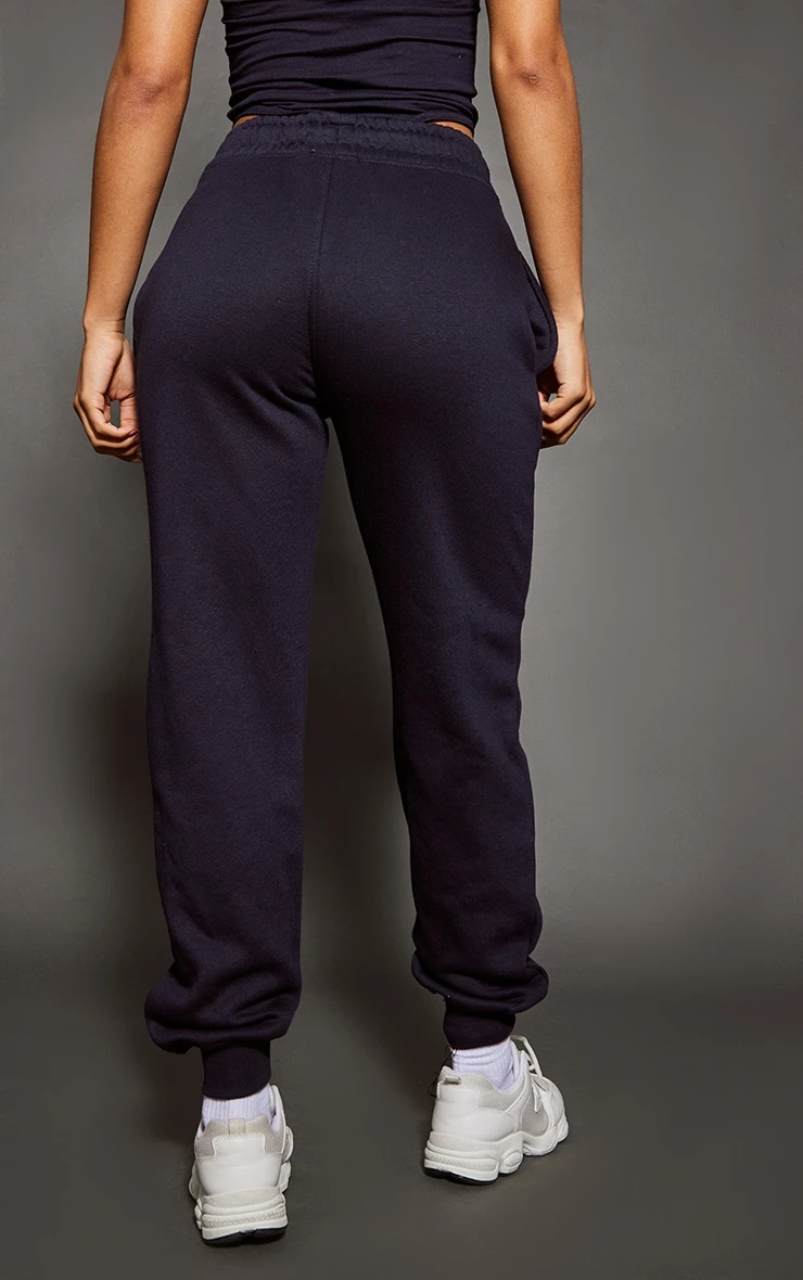 PRETTYLITTLETHING Navy Logo High Waisted Cuffed Sweatpant 3 PRETTYLITTLETHING Navy Logo High Waisted Cuffed Sweatpant - Image 3
