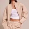 Stone Pleated Bomber Jacket