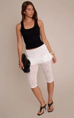White Lace Skirt Peplum Capri's