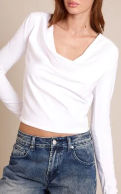 Prettylittlething White Cotton Cowl Neck Shoulder Pad Long Sleeve Top -Pretty Little Thing Shop 3acf84e7d431b028c6c5c748945e25216d3d4d93 CNO7514 4 white cotton cowl neck shoulder pad long sleeve top