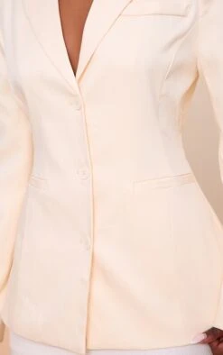 Prettylittlething Off White Cinched Back Single Breasted Blazer -Pretty Little Thing Shop 3afde453619f195de5d3cf320135639967c75bf8 CNN2513 4 off white cinched back single breasted blazer