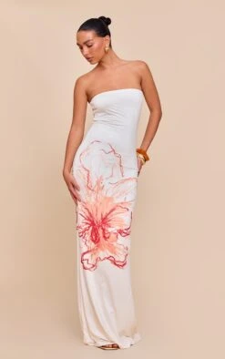 Prettylittlething Cream Floral Printed Bandeau Maxi Dress -Pretty Little Thing Shop 3b1213e6abdff103a12c620102a68741ad2f37bf CNN2054 3 cream floral printed bandeau maxi dress