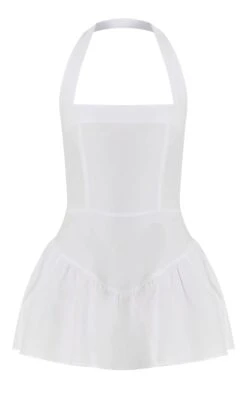 Prettylittlething White Halter Neck Drop Waist Floaty Romper -Pretty Little Thing Shop 3b6e2a7ebeaf404f24249f3250e7dc2d50c5fb32 CNN6322 5 white halter neck drop waist floaty playsuit