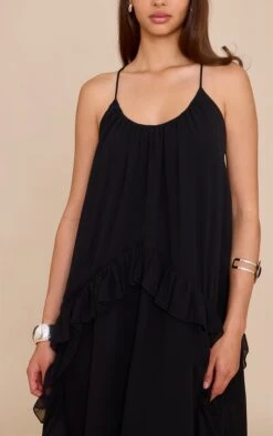 Prettylittlething Black Chiffon Frill Cami Maxi Dress -Pretty Little Thing Shop 3bb29eb02df0ca5b491f62aa3fb7770350dec0c3 CNM3838 4 black chiffon frill cami maxi dress