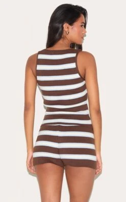 Prettylittlething Brown Stripe Knit Scoop Neck Tank Top -Pretty Little Thing Shop 3bb70b235eb55a371ce8877e920ff494a3019640 CNN2715 2 brown stripe knit scoop neck tank top