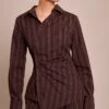 Dark Brown Woven Pinstriped Asymmetrical Shirt -Pretty Little Thing Shop 3bdb09ca652f2d71170cc7d8fe94dee1acd16d48 CNO0657 1 dark brown woven pinstriped asymmetrical shirt
