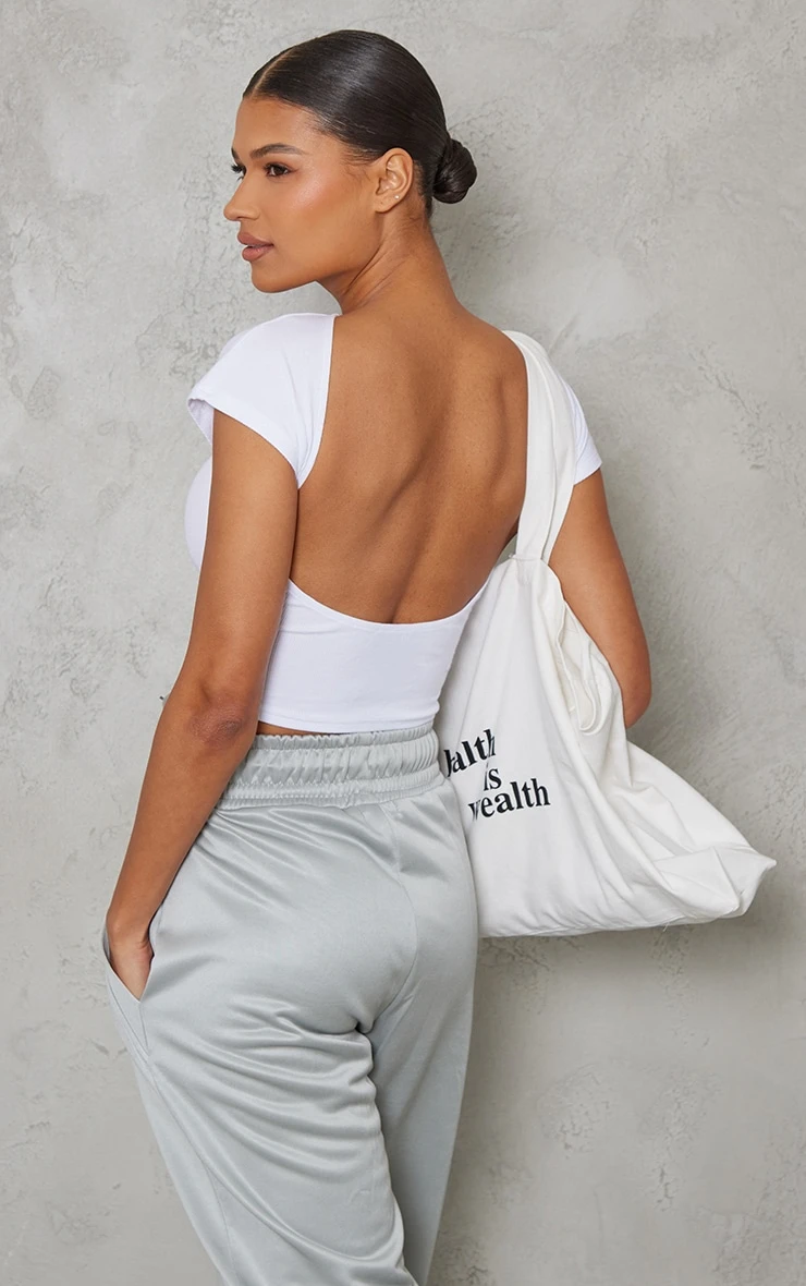 Prettylittlething White Soft Rib Backless Top 1 Prettylittlething White Soft Rib Backless Top