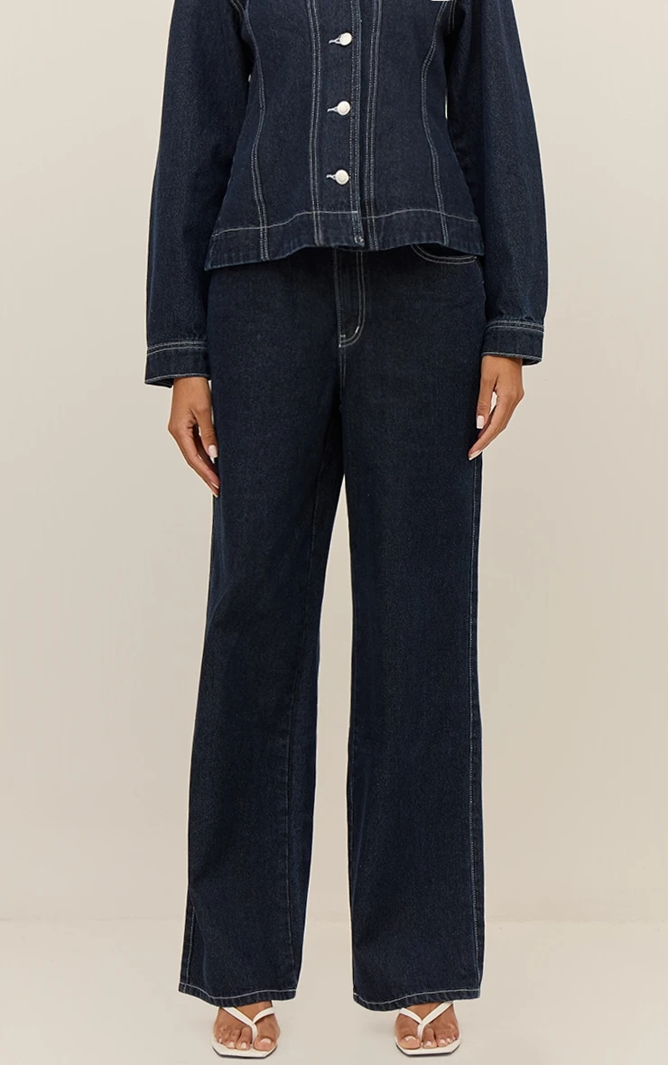 Prettylittlething Raw Indigo High Waisted Denim Straight Leg Jeans 2 Prettylittlething Raw Indigo High Waisted Denim Straight Leg Jeans - Image 2