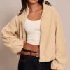 PrettyLittleThing Buttercream Faux Suede Zip-Front Bomber Jacket 10 PrettyLittleThing Buttercream Faux Suede Zip-Front Bomber Jacket -Pretty Little Thing Shop 3d3bf03e1604e831620f4f734135a8869a1e8ece CNN8563 1 buttercream suede bomber jacket