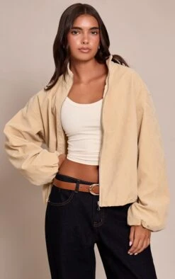 Prettylittlething Buttercream Suede Bomber Jacket