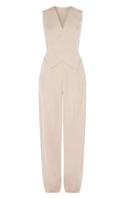 Prettylittlething Stone Woven Asymmetric Detail Vest Straight Leg Jumpsuit -Pretty Little Thing Shop 3d60f0e93b5d0fda45db7101030d48aadb28fcc9 cnl7232 5