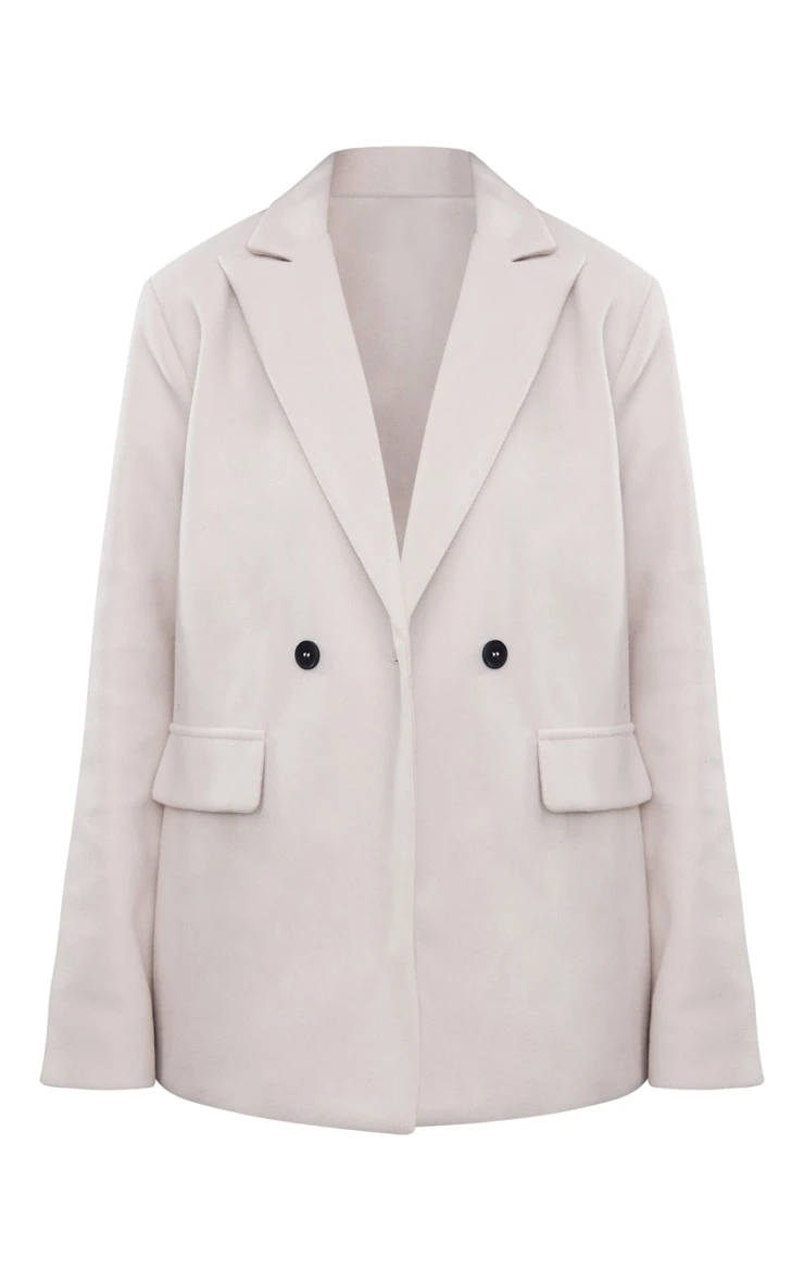 Stone Wool Blend Double Breasted Blazer 4 Stone Wool Blend Double Breasted Blazer - Image 4