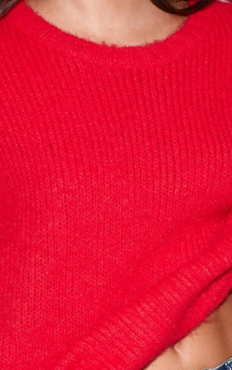 Red Rib Detail Oversized Sweater 4 Red Rib Detail Oversized Sweater - Image 4